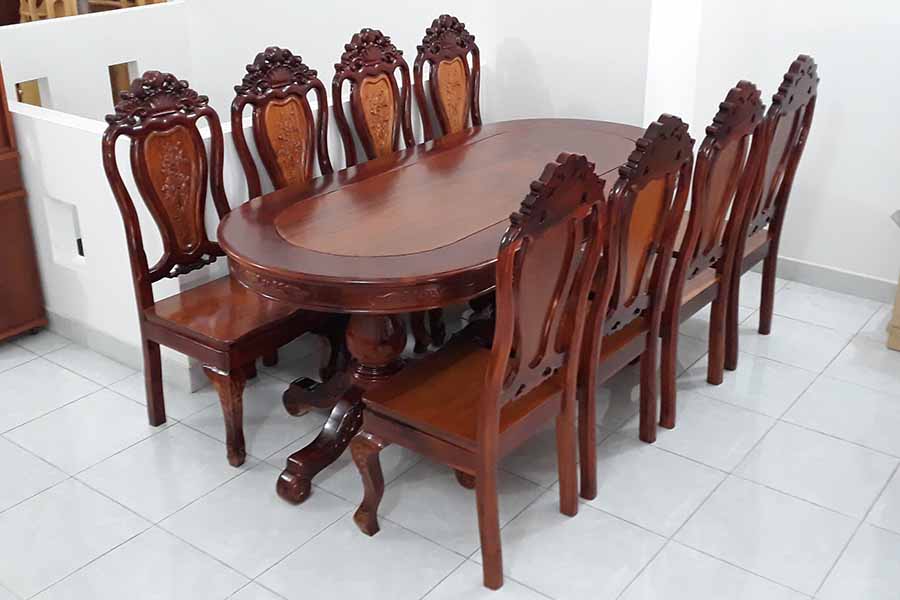 Bộ bàn ăn gỗ Xoan 8 ghế đẹp giá rẻ