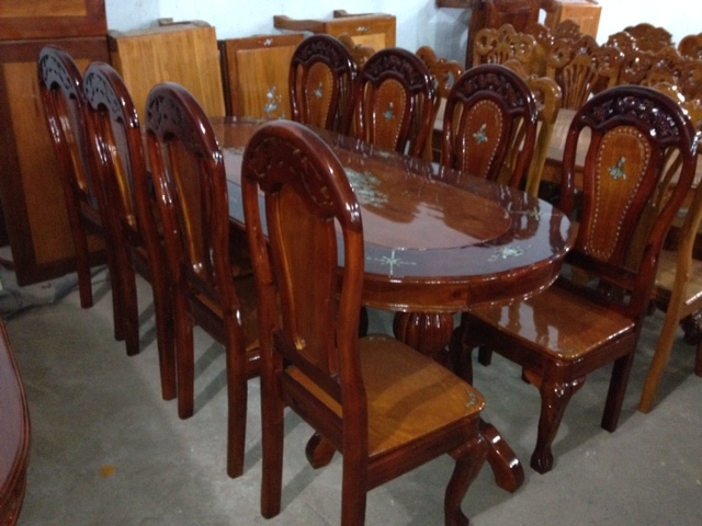 Bộ bàn ăn gỗ Xoan 8 ghế