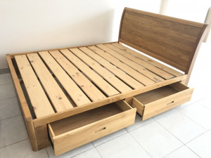 Giường gỗ Sồi Mỹ có ngăn kéo 1